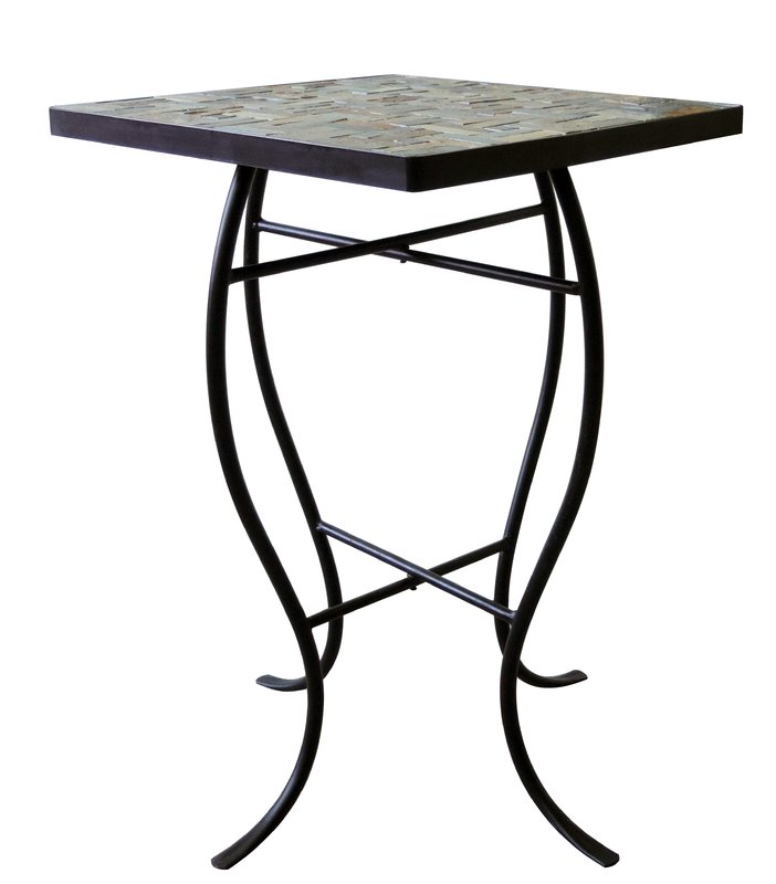 702x800 Homestyle Collection Square Stone Top Metal End Table Amp Reviews