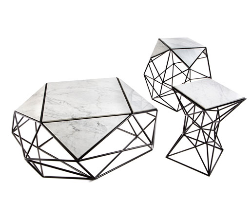 515x450 Archimedes Small Side Table In Steel W Marble Inlay Furniture