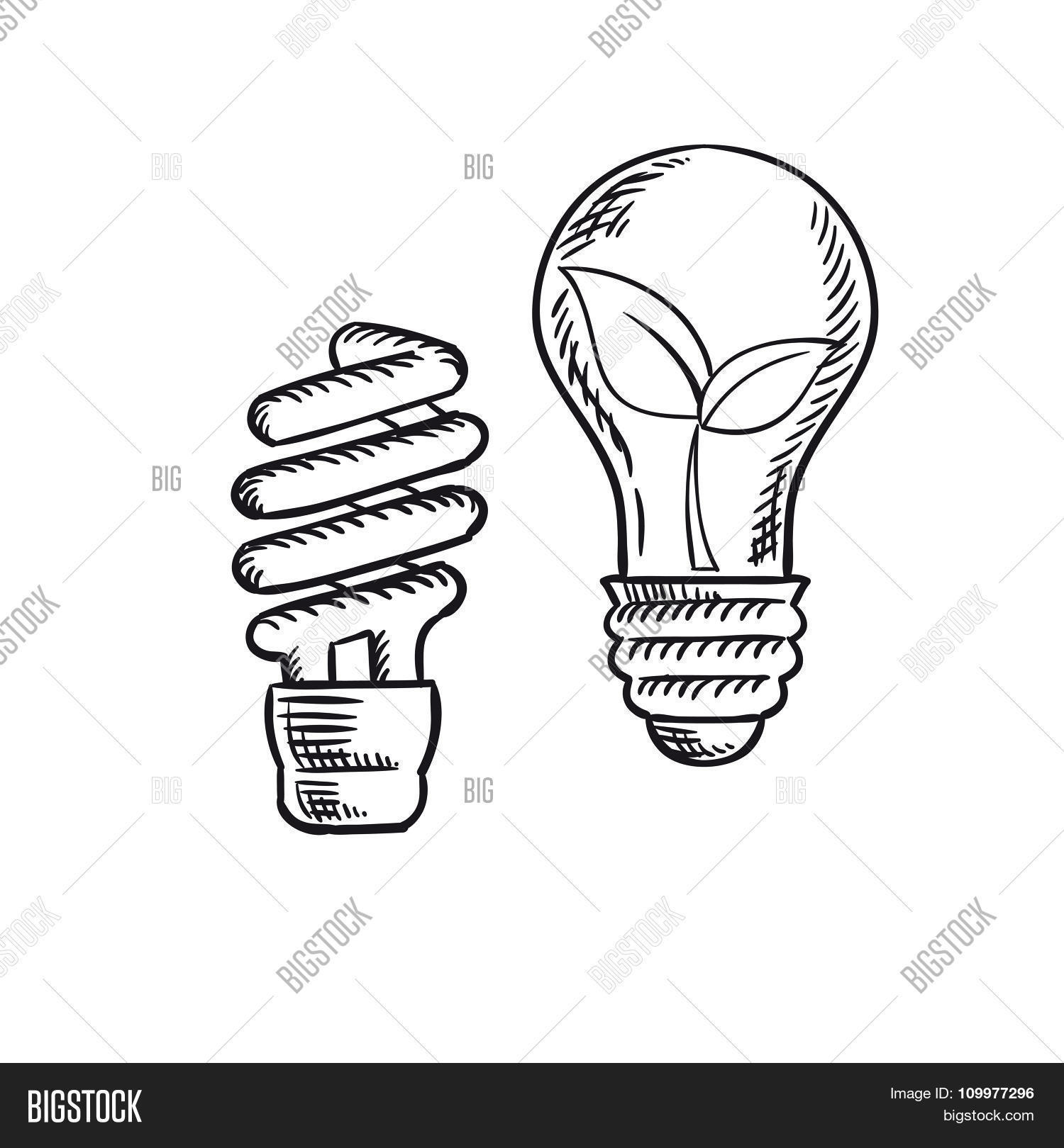 1500x1620 Sketch Save Energy Old Light Bulb Vector Amp Photo Bigstock