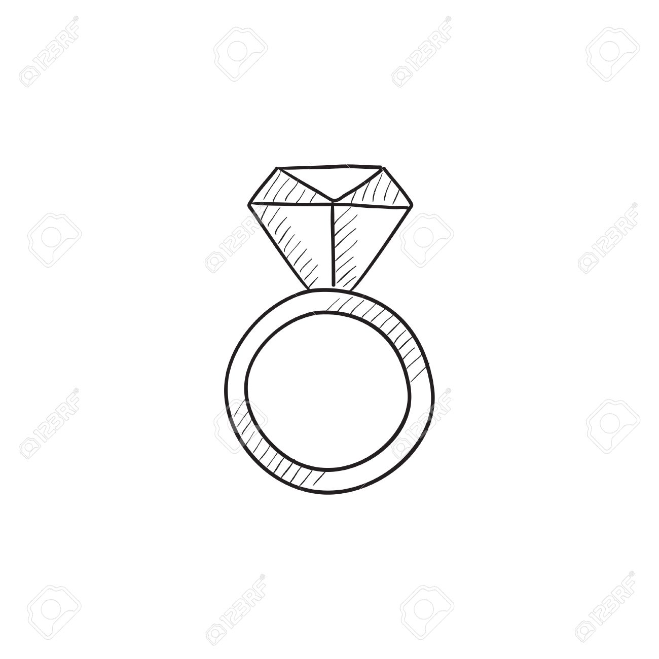 1300x1300 Engagement Ring With Diamond Vector Sketch Icon Isolated