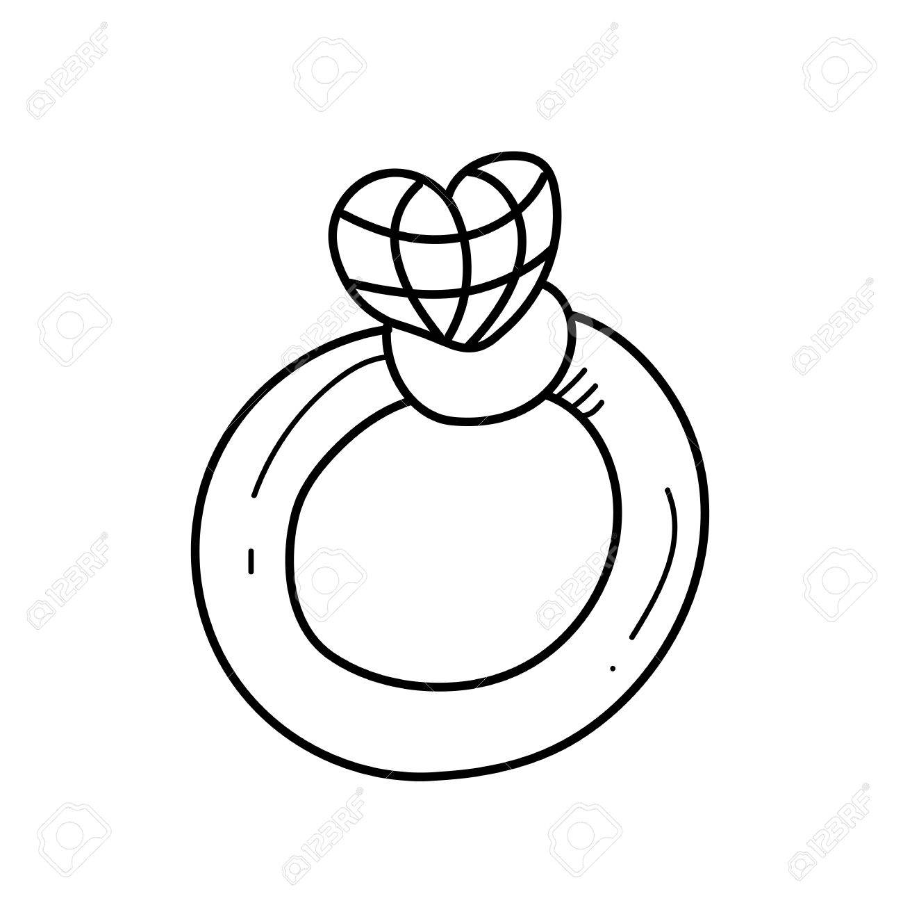 1300x1299 Freehand Drawing Engagement Ring Illustration Stock Photo, Picture