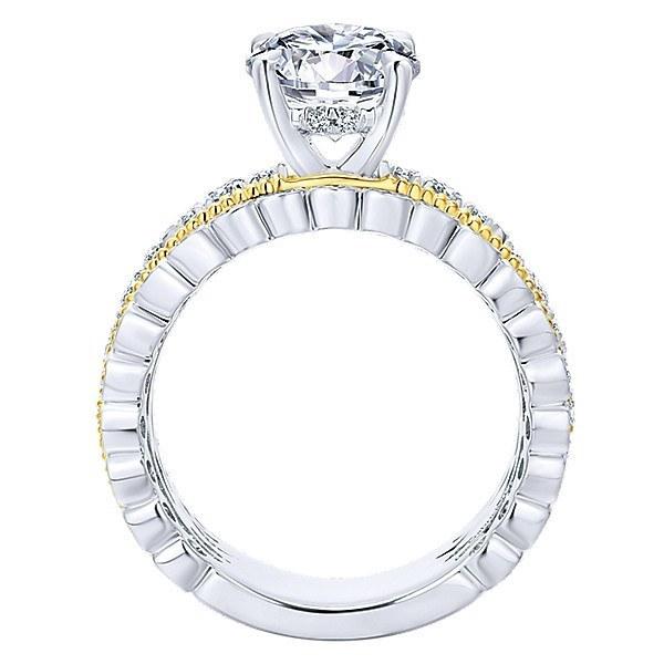600x600 18k Yellow And White Gold Stacked Vintage Style Diamond Engagement