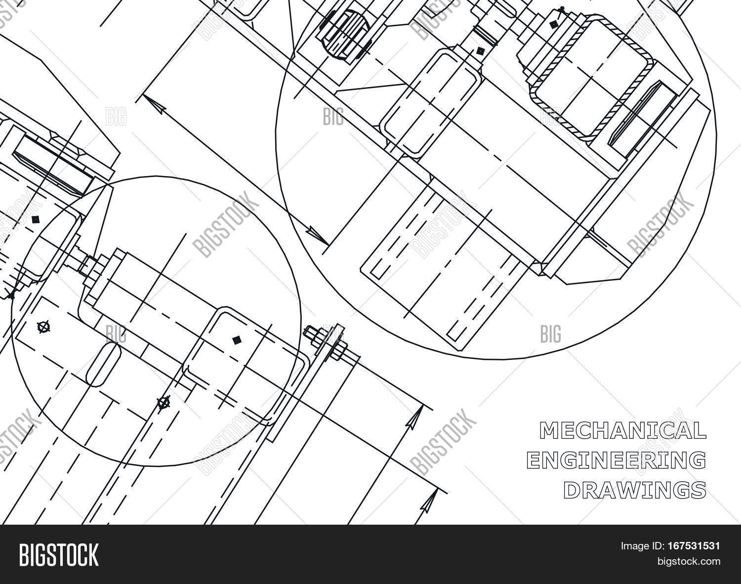 1500x1181 Mechanical Engineering Drawing. Vector Amp Photo Bigstock
