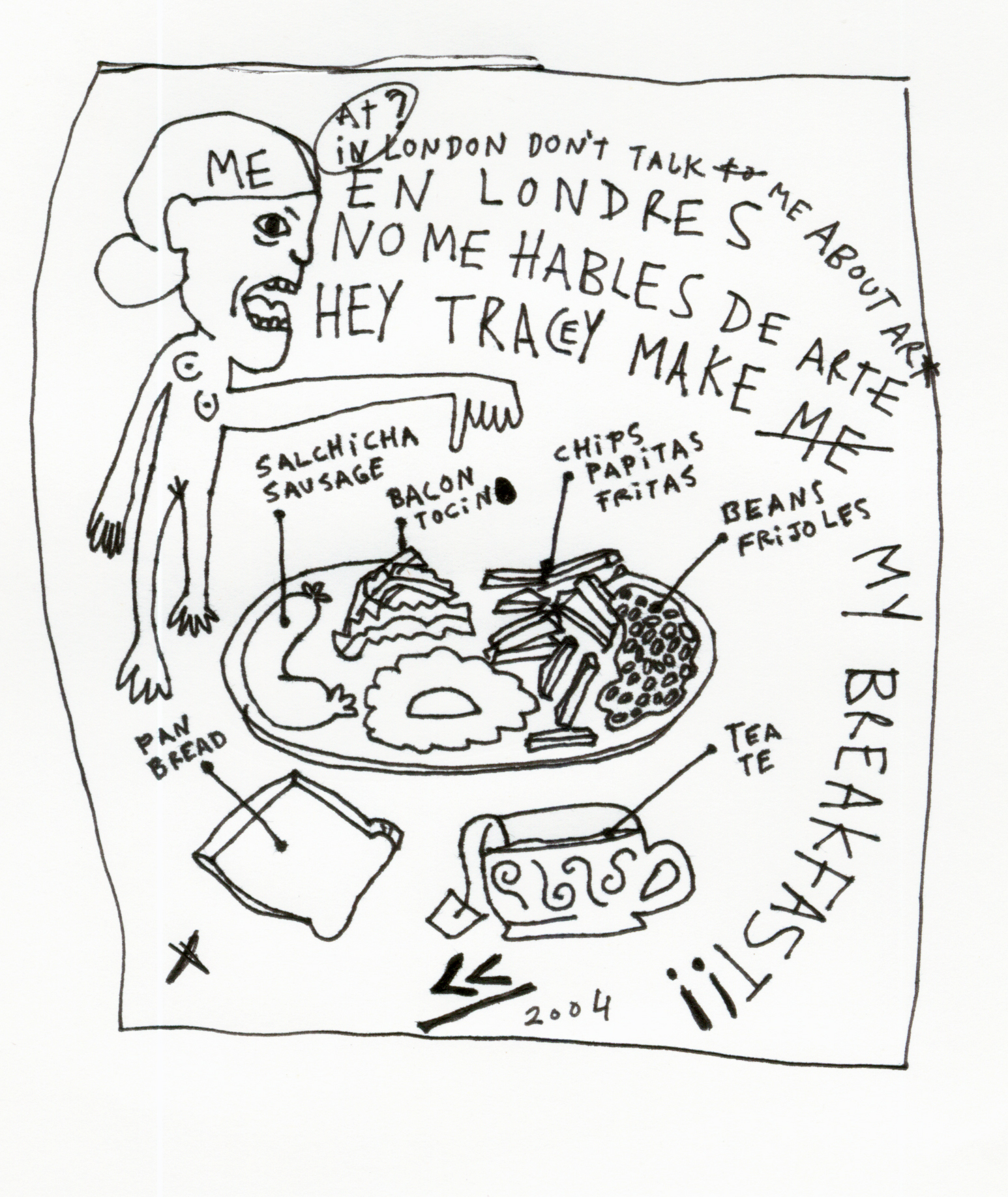 1546x1835 English Breakfast. Drawing Blanca Haddad In English