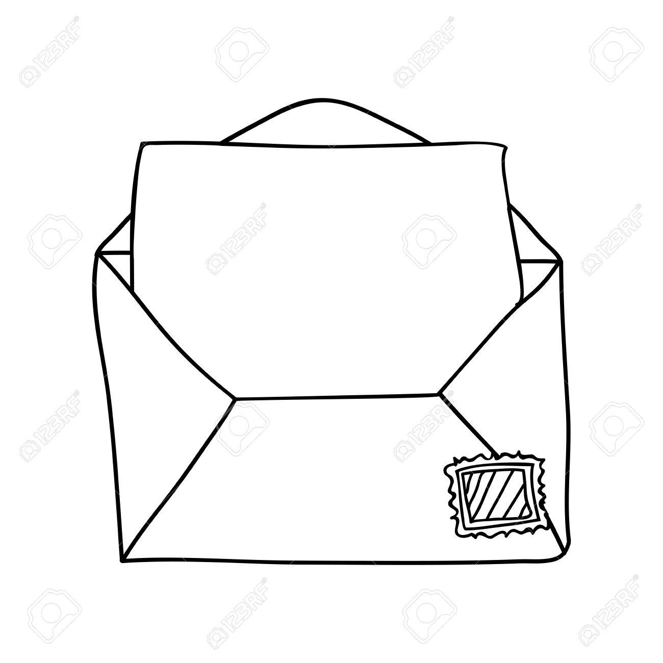 1300x1300 Monochrome Contour Of Envelope Mail Opened Vector Illustration