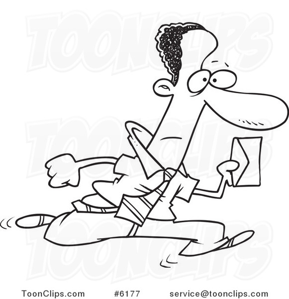 581x600 Cartoon Black And White Line Drawing Of A Black Business Man