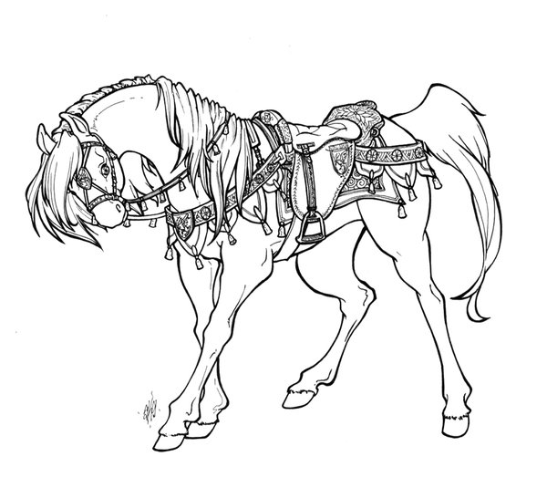 600x535 Horse Drawing By Sarakatestudios