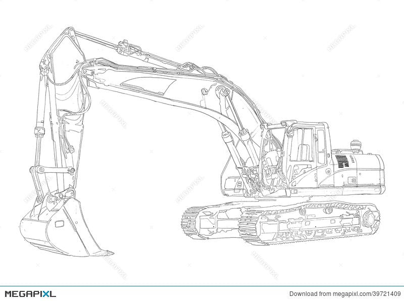 800x596 Excavator Illustration Isolated Art Drawing Illustration 39721409