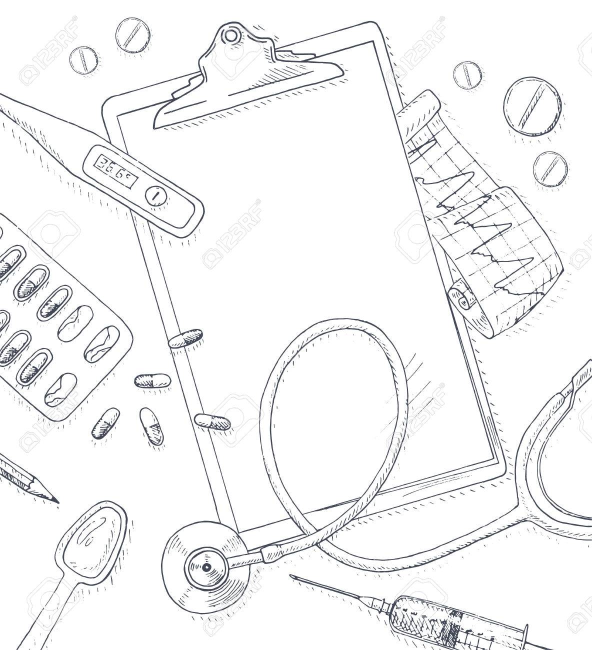 1184x1300 Medical And Health Background. Medical Equipment Frame. Healthcare