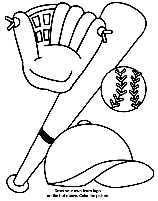 643x815 Baseball Equipment Coloring Page