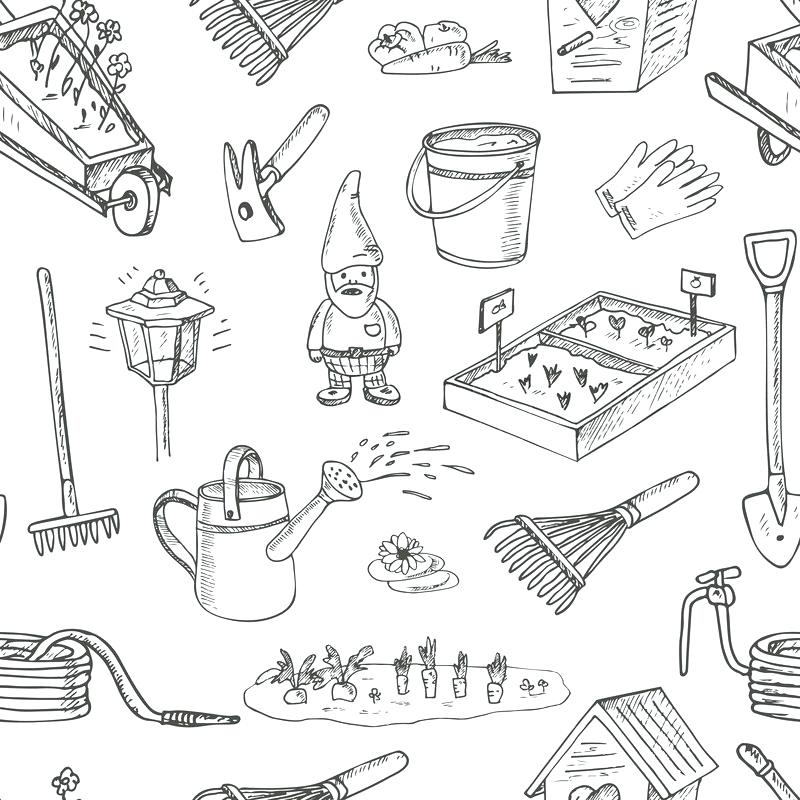 800x800 Drawing Of Garden Tools Financeintl.club