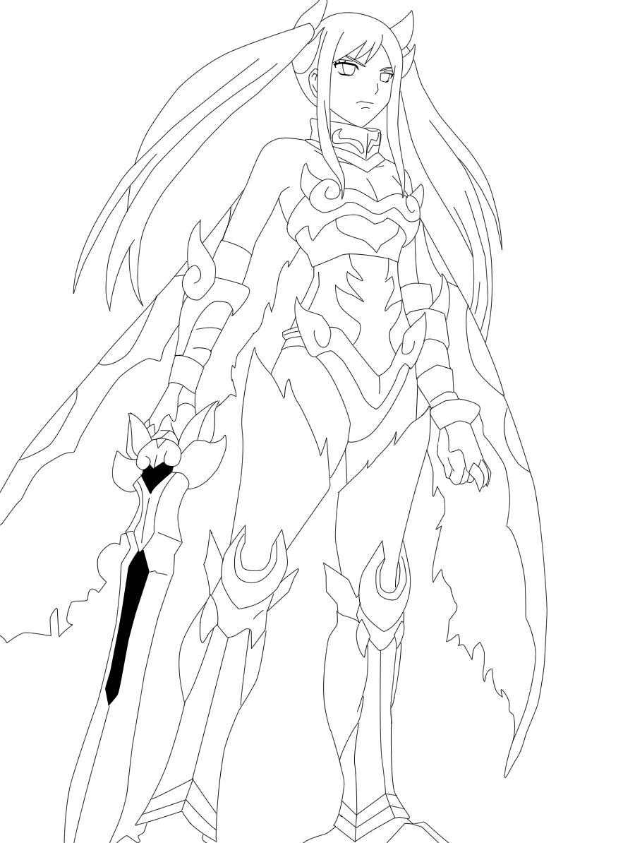 900x1194 Erza Scarlet Flame Empress Armor Lineart By Cursedicedragon