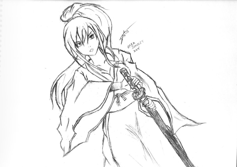 900x636 Erza Scarlet Sketch By Kirisutomo