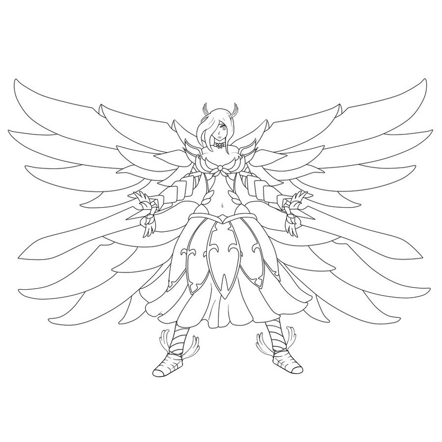 894x894 Erza Scarlet Heaven`s Wheel Armor (Lineart) By Bastiaandegoede