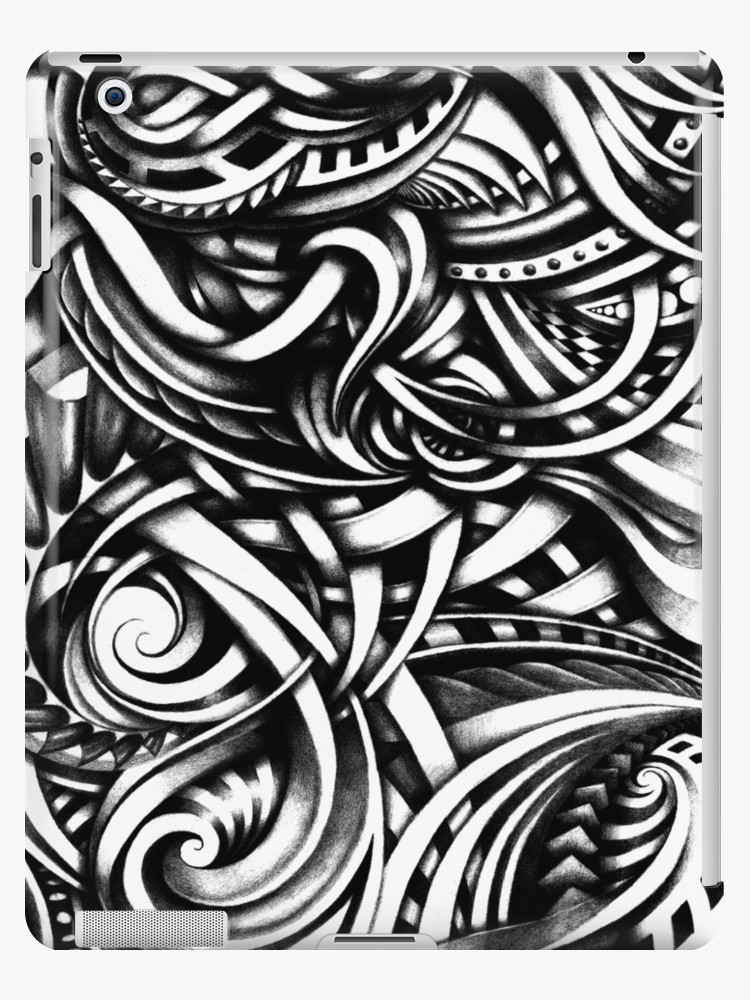 750x1000 Escher Like Hand Drawn Artistic Grey Depth Zen Doodle Ipad Cases