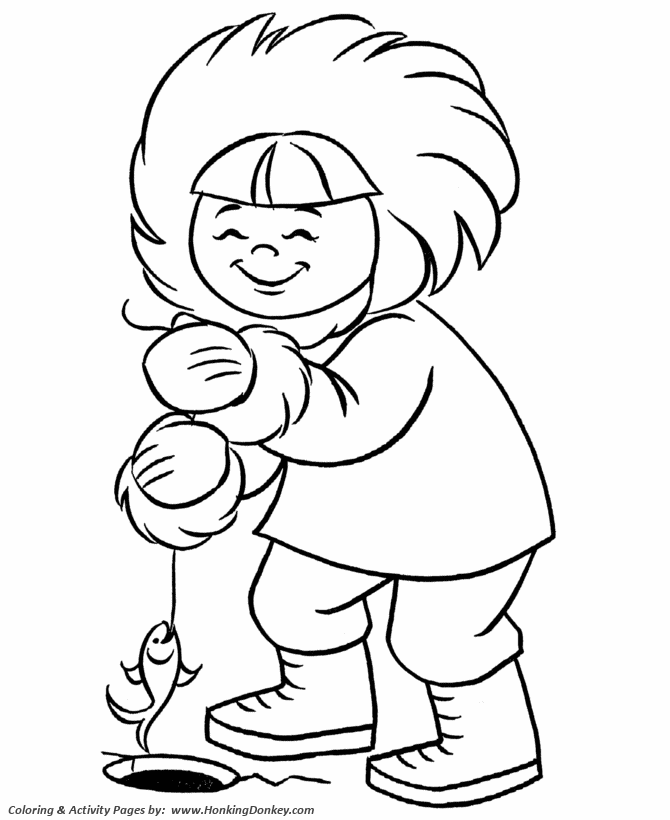 670x820 Pre K Coloring Pages Free Printable Eskimo Ice Fishing