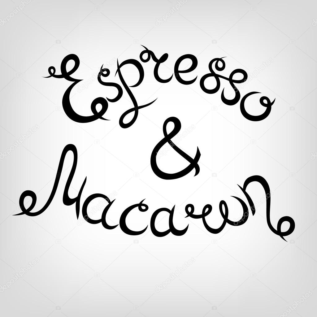 1024x1024 Vector Hand Drawn Lettering. Espresso And Macaron. Stock Vector