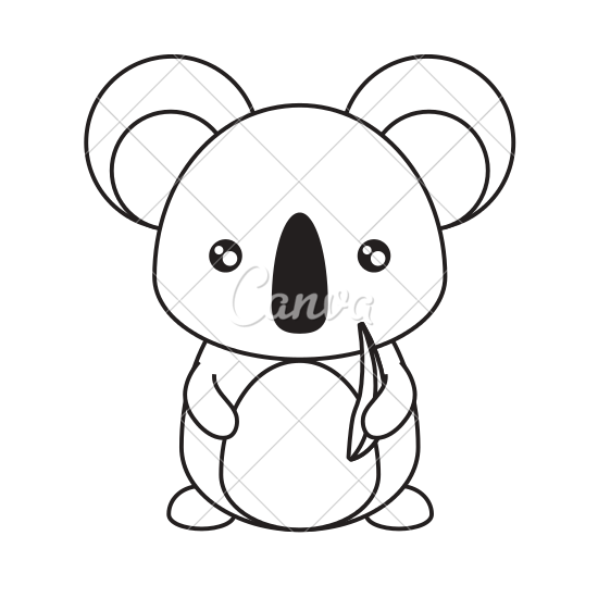 550x550 Koala With Eucalyptus Leaves Vector Illustration