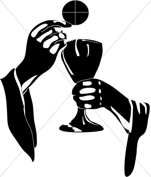 525x612 Black And White Elevated Eucharist Communion Clipart