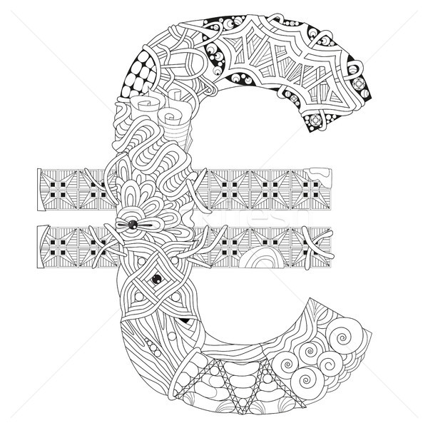 600x600 Symbol Of Euro Zentangle. Vector Decorative Object Vector
