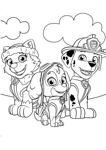339x480 Everest, Marshall And Skye Coloring Page Free Printable Coloring