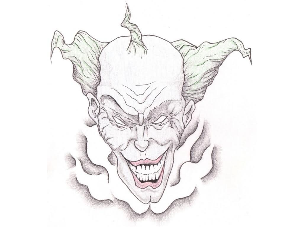 1024x768 Bad Evil Clown Tattoo Design