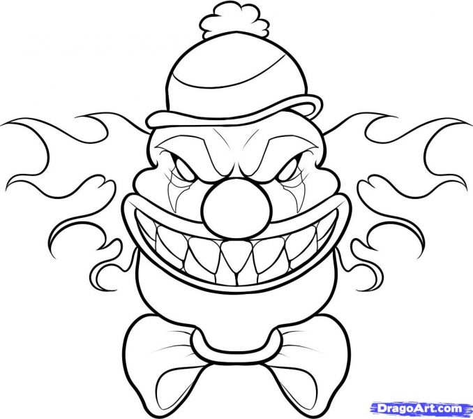 678x600 How To Draw Evil Clown Kids Coloring
