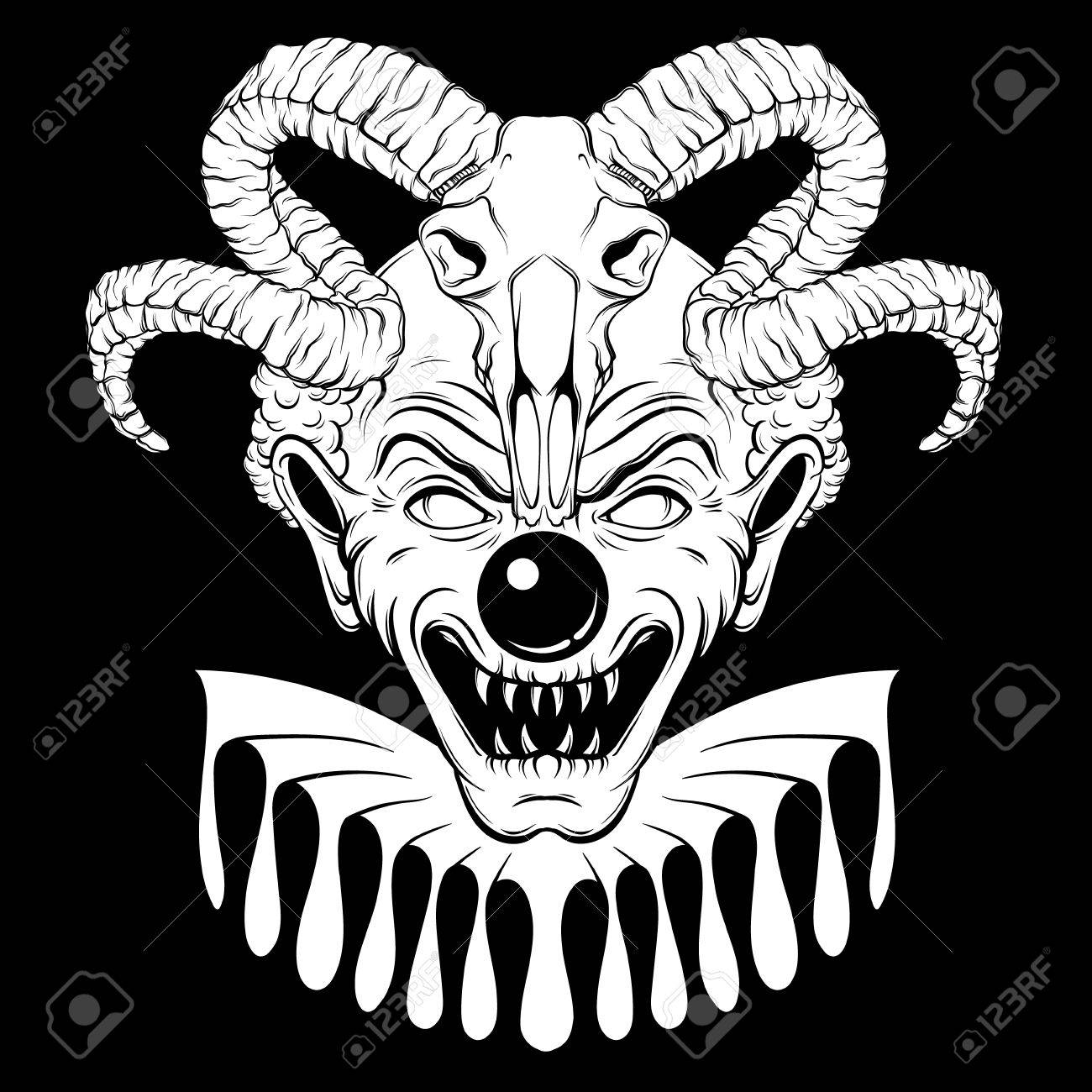 1300x1300 Evil Clown Skulls Tattoos