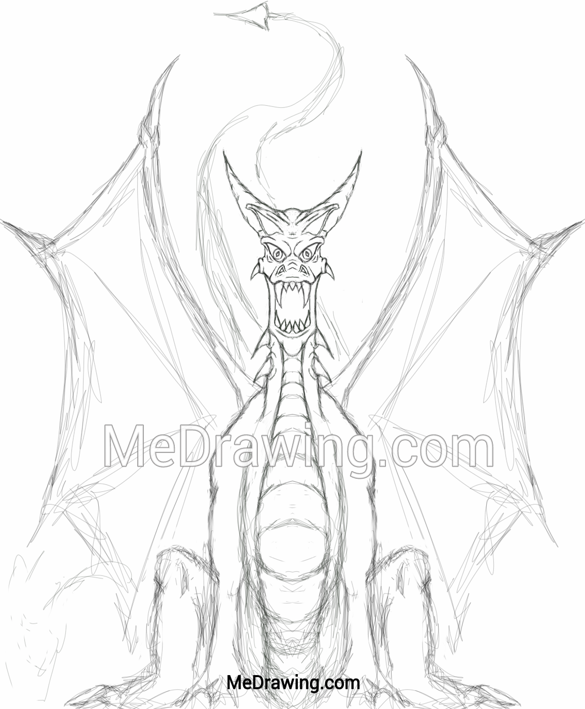 1155x1401 Evil Dragon Sketch