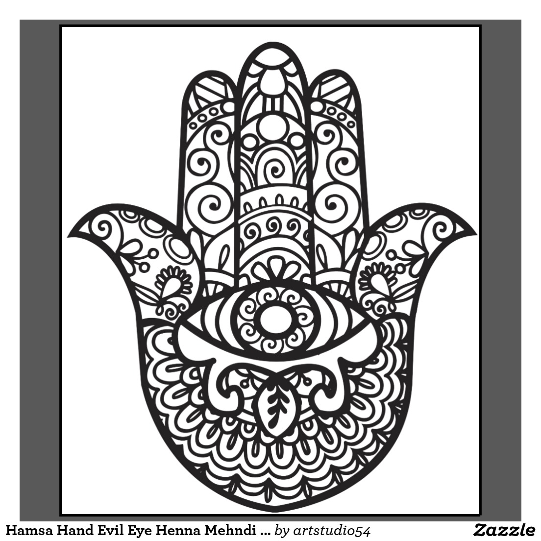 1104x1104 Hamsa Hand Evil Eye Henna Mehndi Style T Shirt Zazzle Tattoo