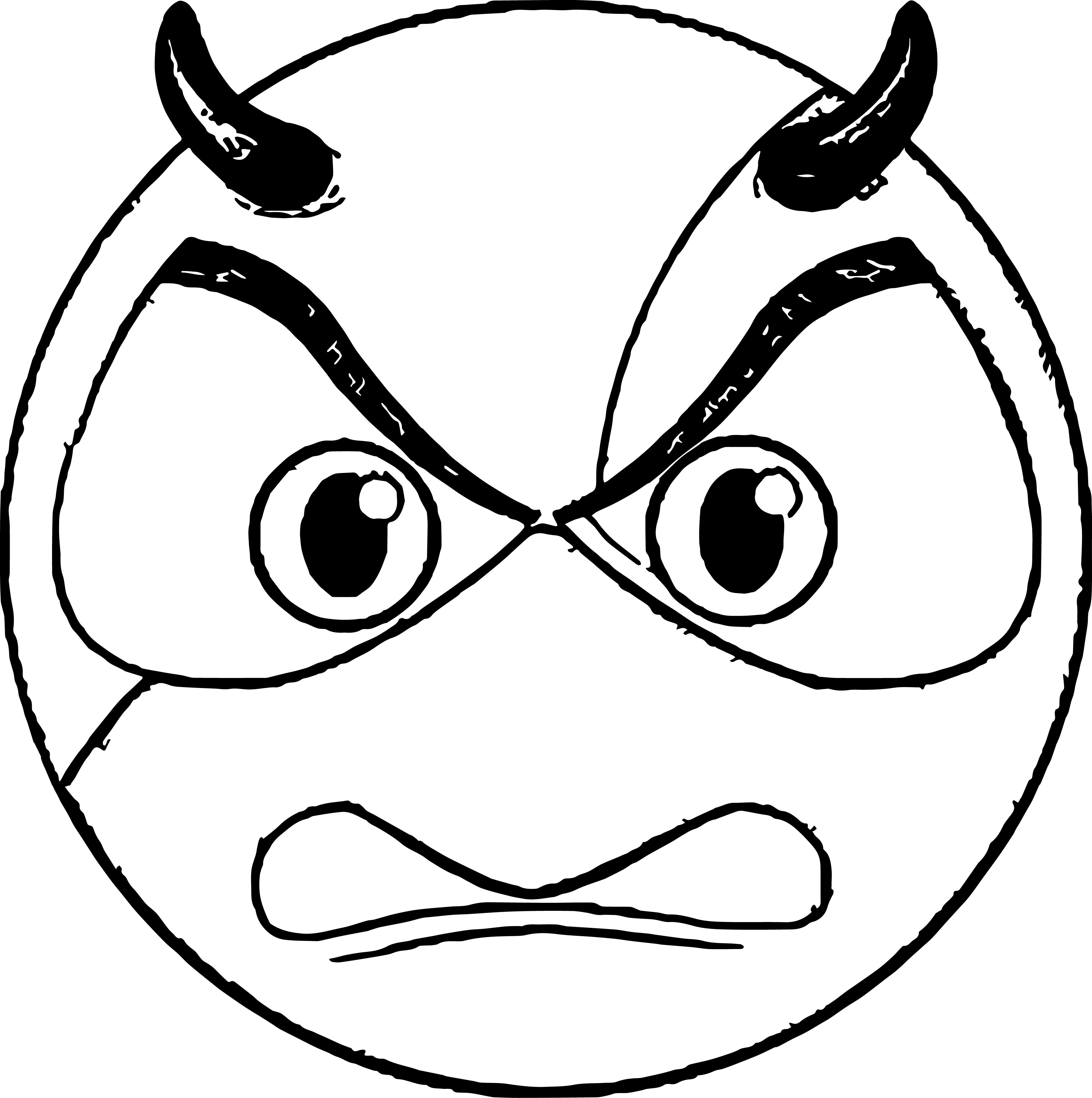 3713x3731 Angry Evil Emoticon Coloring Page Wecoloringpage