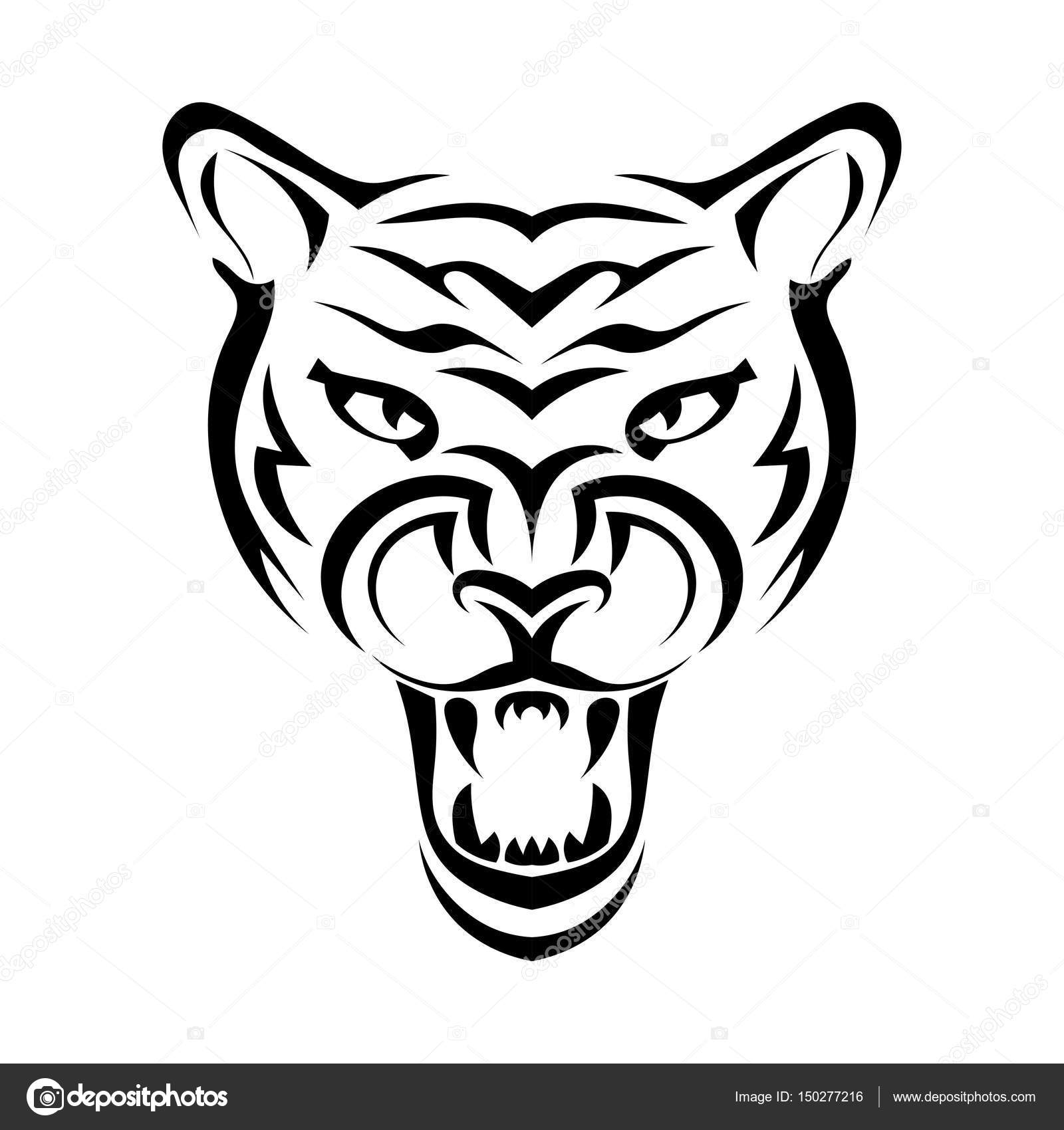 1600x1700 Silhouette Of Tiger Full Face, The Evil Beast Bares Its Fangs. V