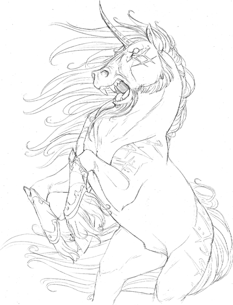 459x600 Evil Unicorn Sketch By `hibbary On Art