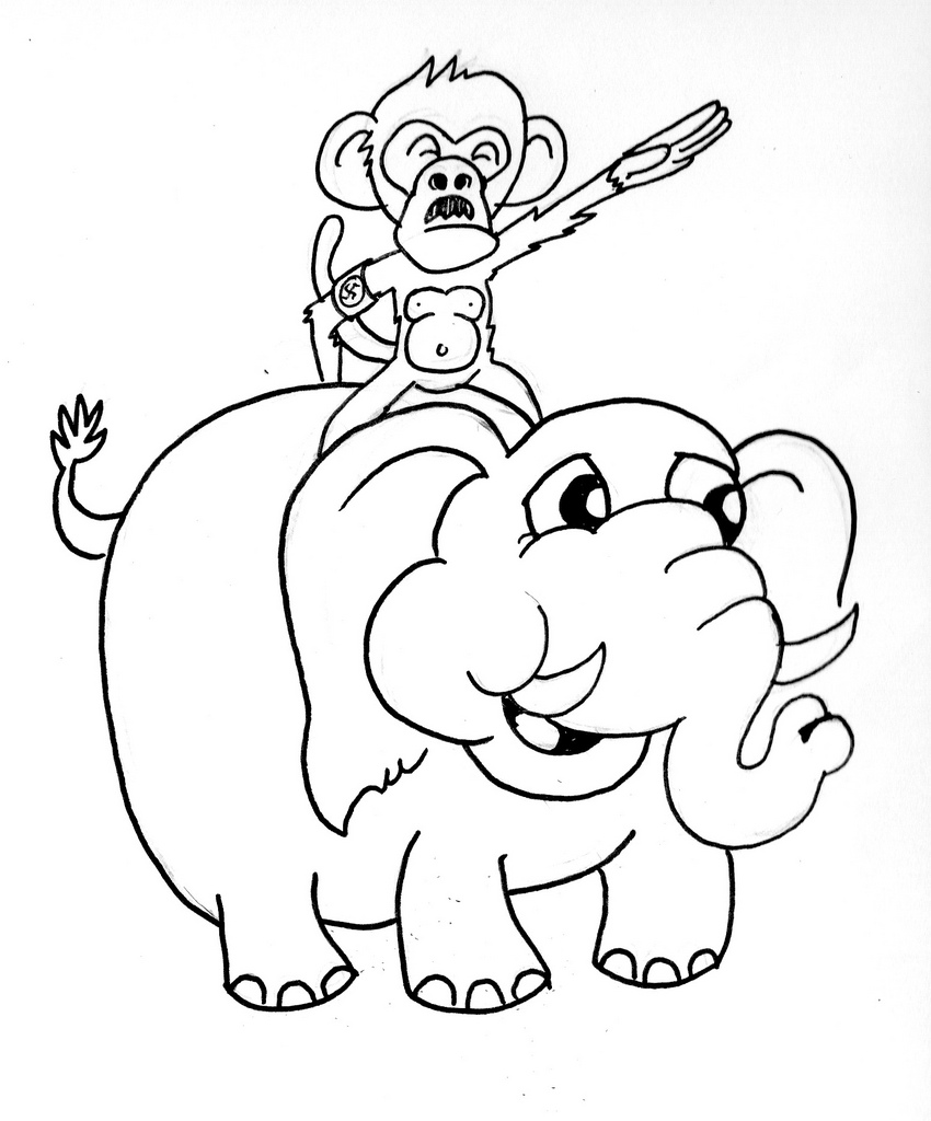 850x1024 Elephant With An Evil Monkey Riding It For Floo Boy This