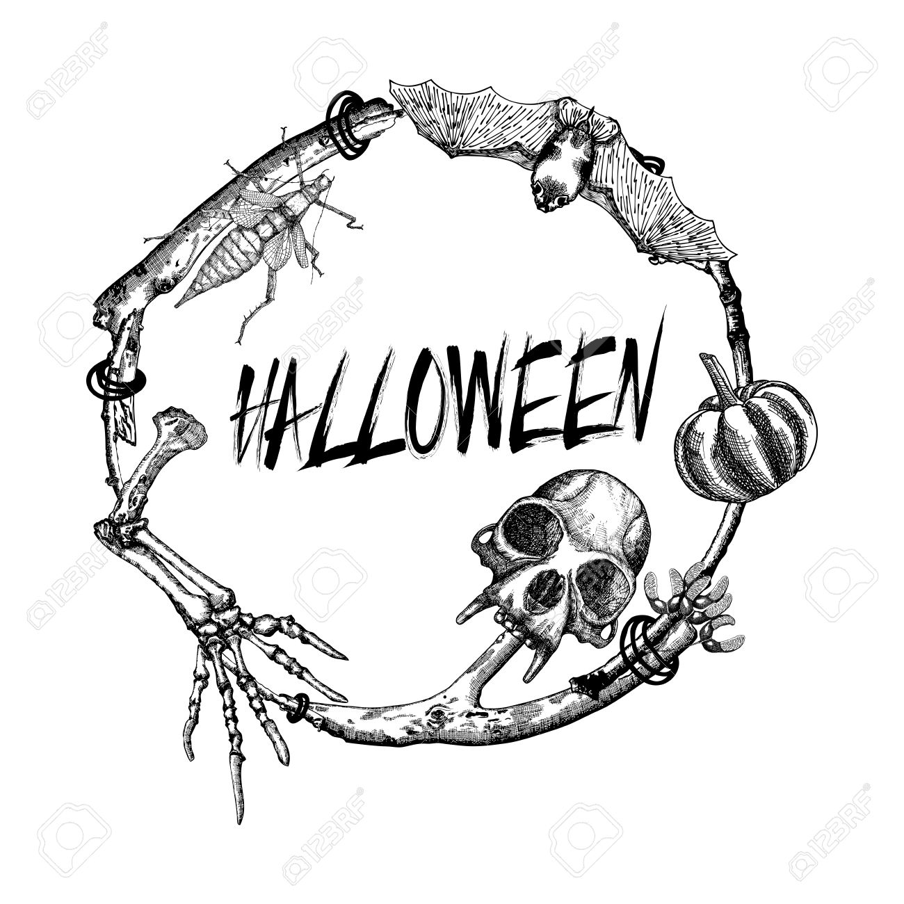 1300x1300 Halloween Sign And Poster. Halloween Decoration In Twig Frame