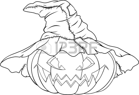 450x306 Illustration Of Evil Pumpkin In Witch Hat For Halloween. Royalty