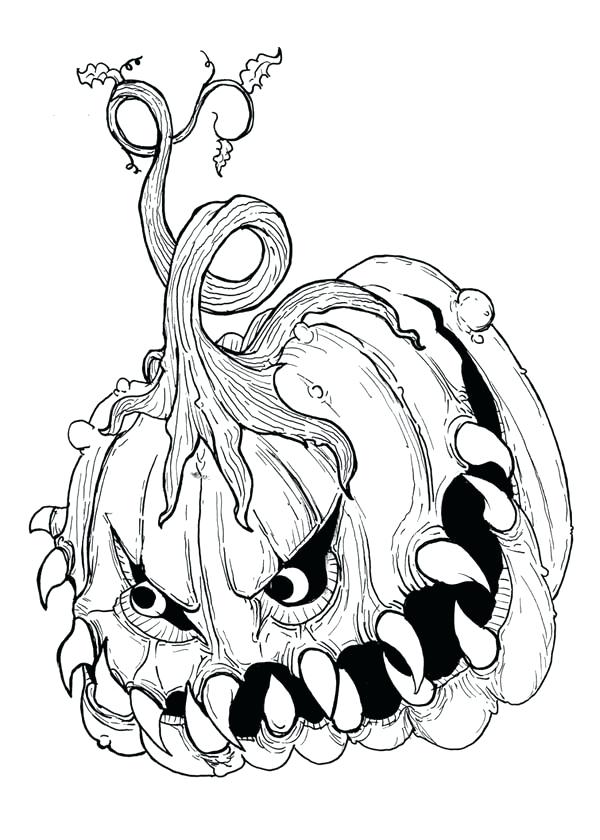 600x840 Scary Pumpkin Coloring Pages
