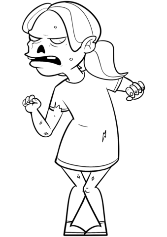 339x480 Evil Zombie Girl Coloring Page Free Printable Coloring Pages