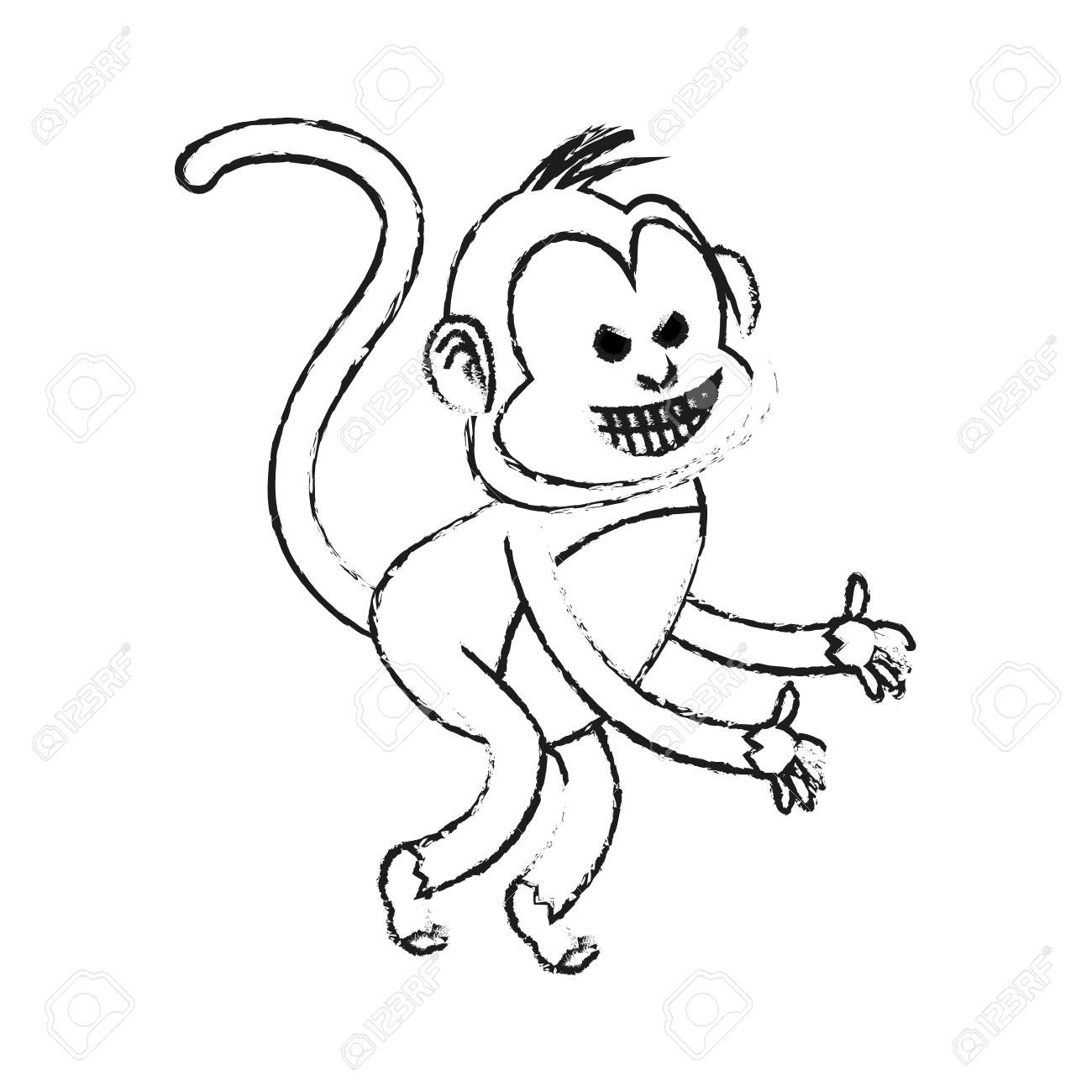 1300x1300 Evil Smile Monkey Cartoon Icon Image Vector Illustration Design