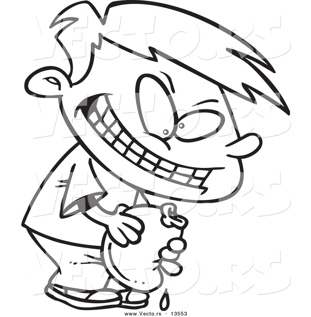 1024x1044 Vector Of A Cartoon Evil Boy Holding A Water Balloon