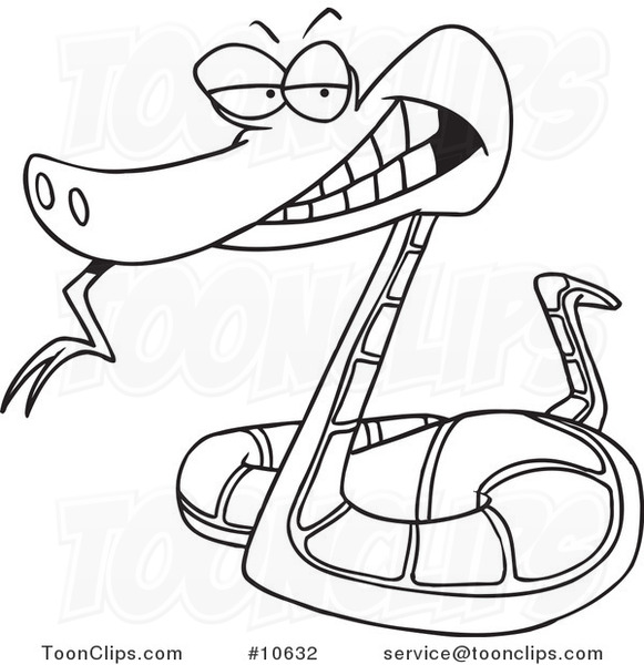 581x600 Cartoon Black And White Line Drawing Of An Evil Snake