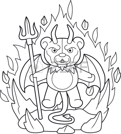 405x450 A Cartoon Evil Demon With A Trident In His Hand Royalty Free