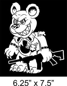 235x300 Zombie Sticker Evil Teddy Bear Ar 15 Voodoo Tactical Gun 6.25x6.75