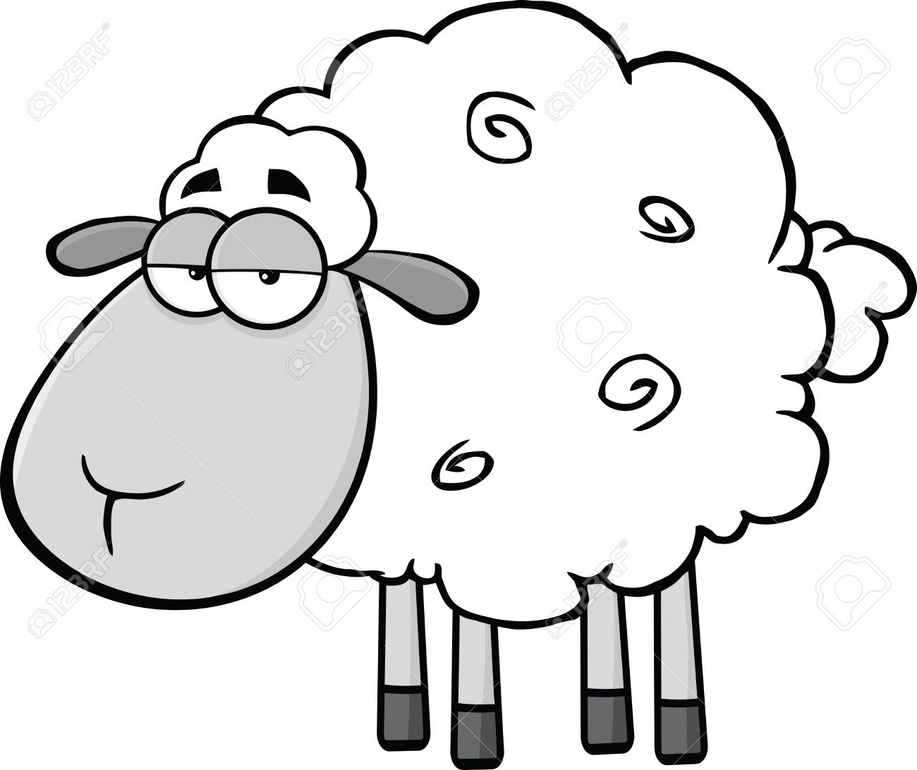 1300x1092 25203631 Cute Sheep Cartoon Mascot Characterin Gray Color