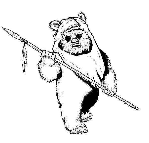 600x578 Star Wars Coloring Pages Ewok