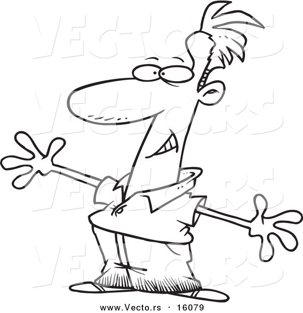 600x620 Vector Of A Cartoon Man Exaggerating With His Arms