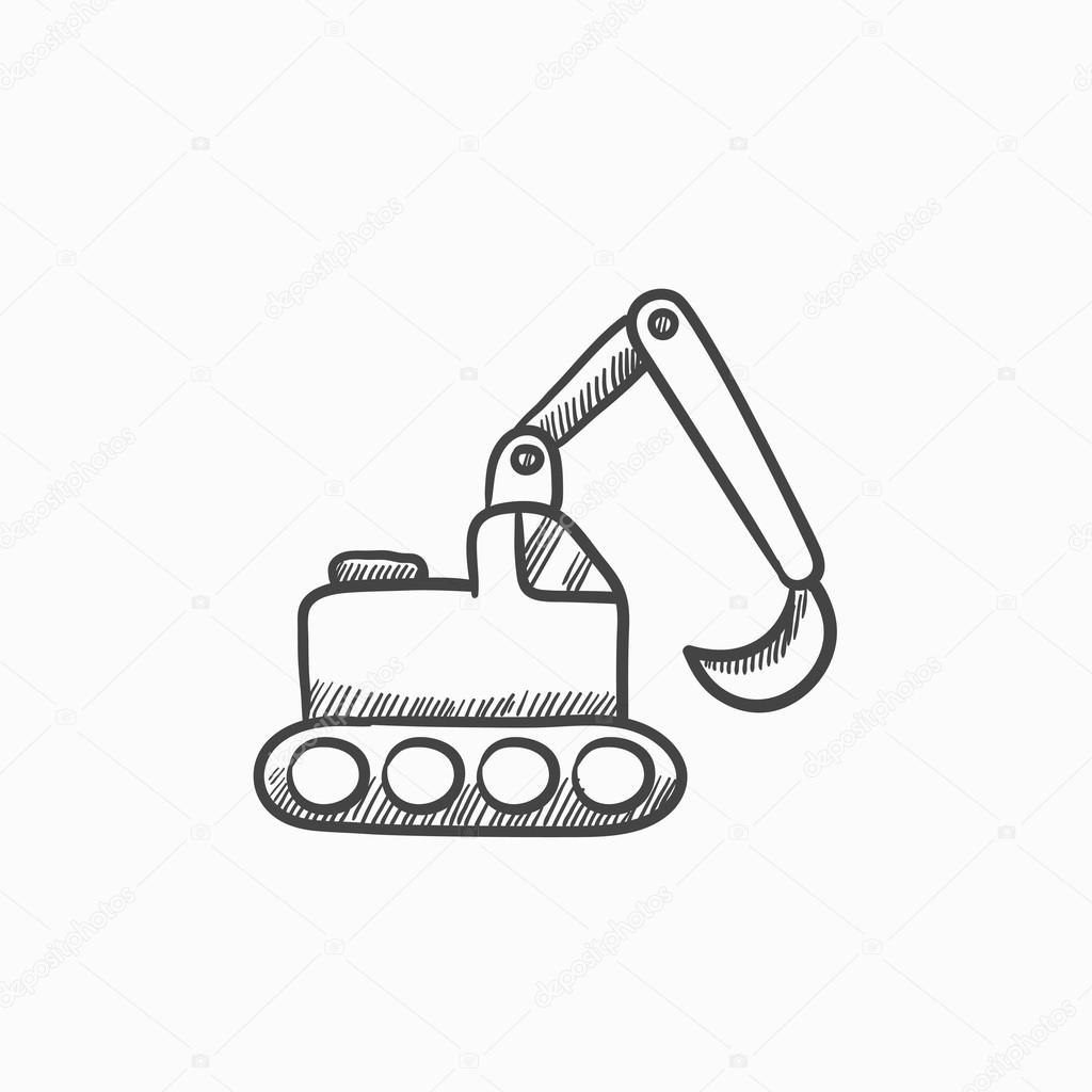 1024x1024 Excavator Sketch Icon. Stock Vector Rastudio
