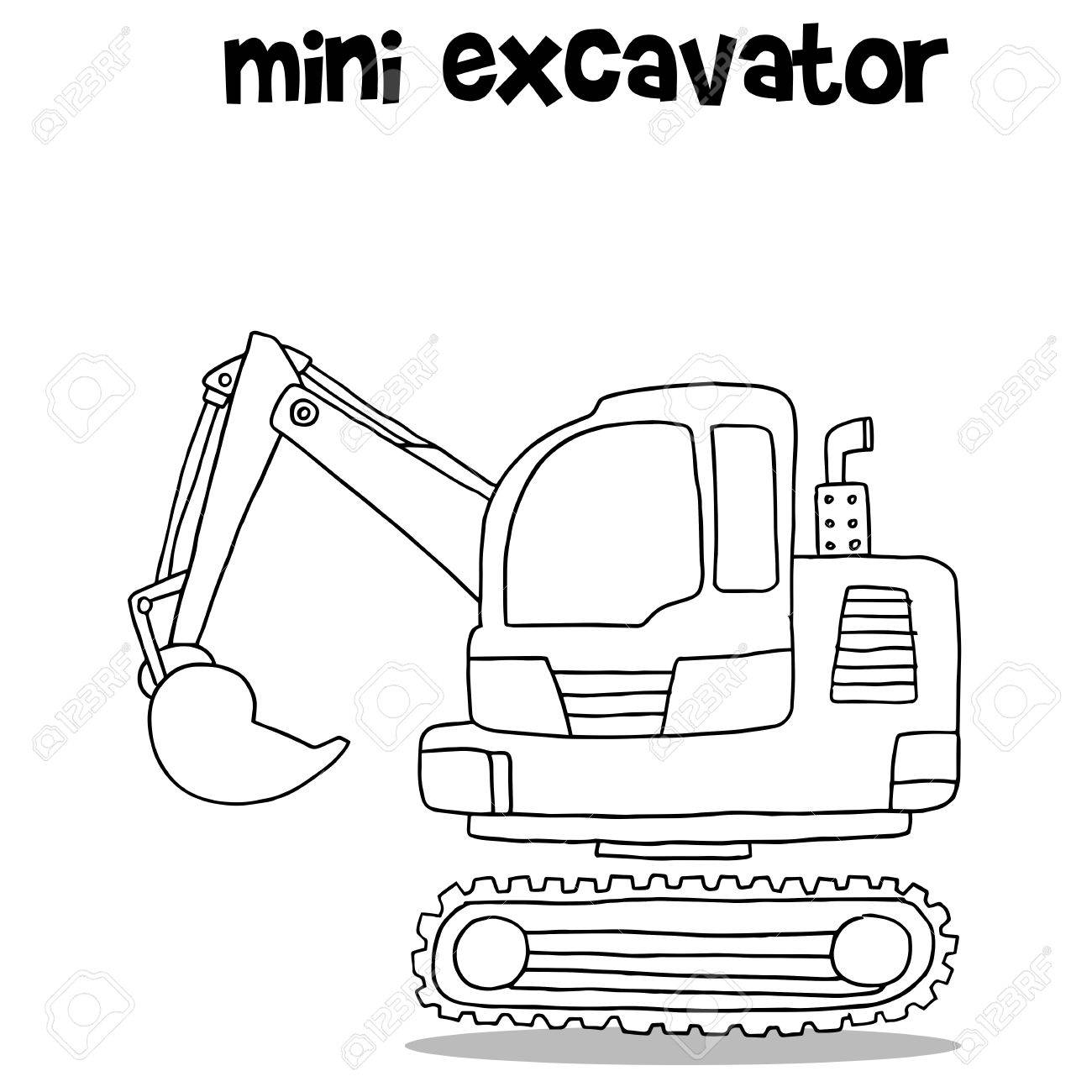 1300x1300 Hand Draw Of Mini Excavator Royalty Free Cliparts, Vectors,