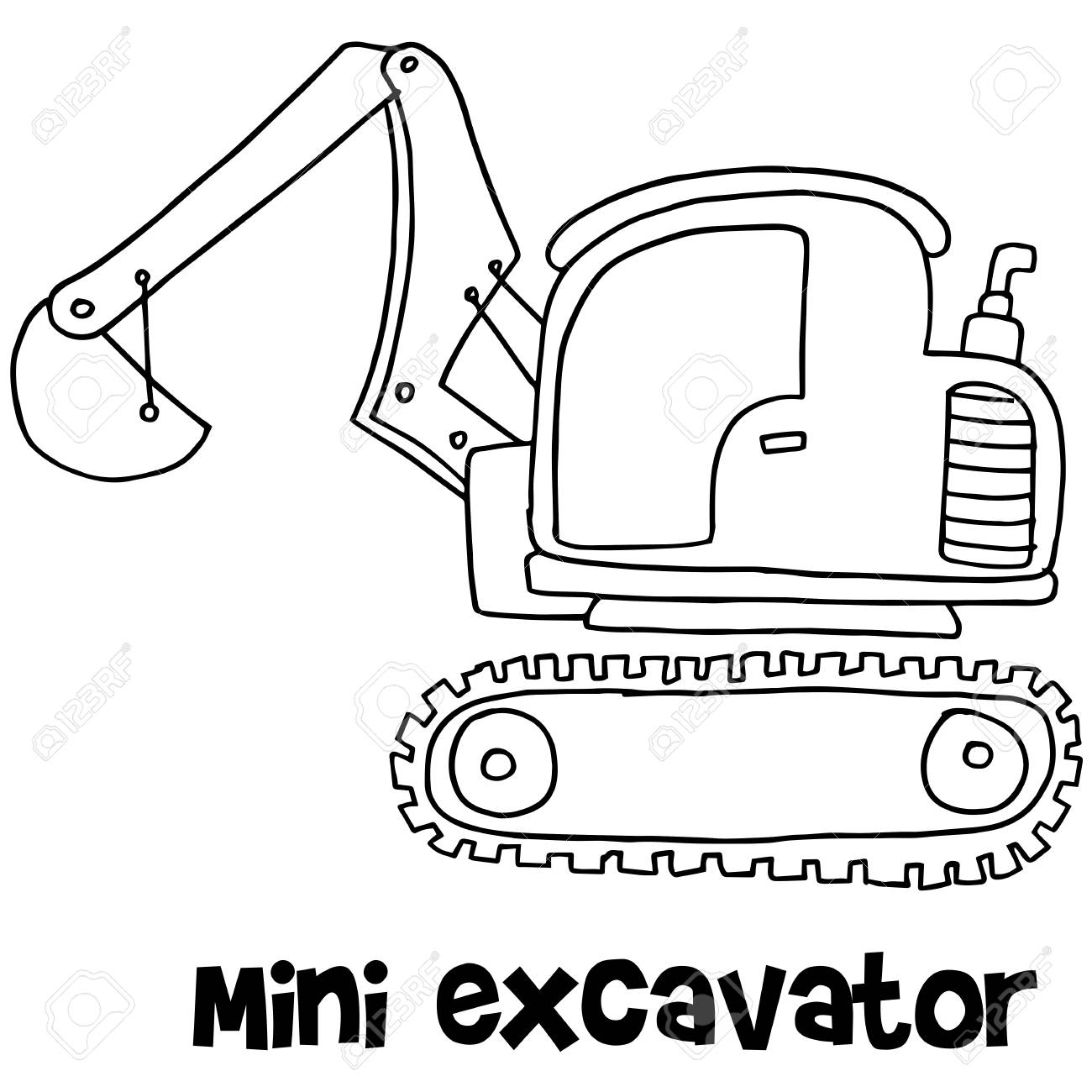1300x1300 Mini Excavator With Hand Draw Royalty Free Cliparts, Vectors,