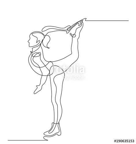 472x500 Continuous Line Drawing. Illustration Shows A Skater Performs